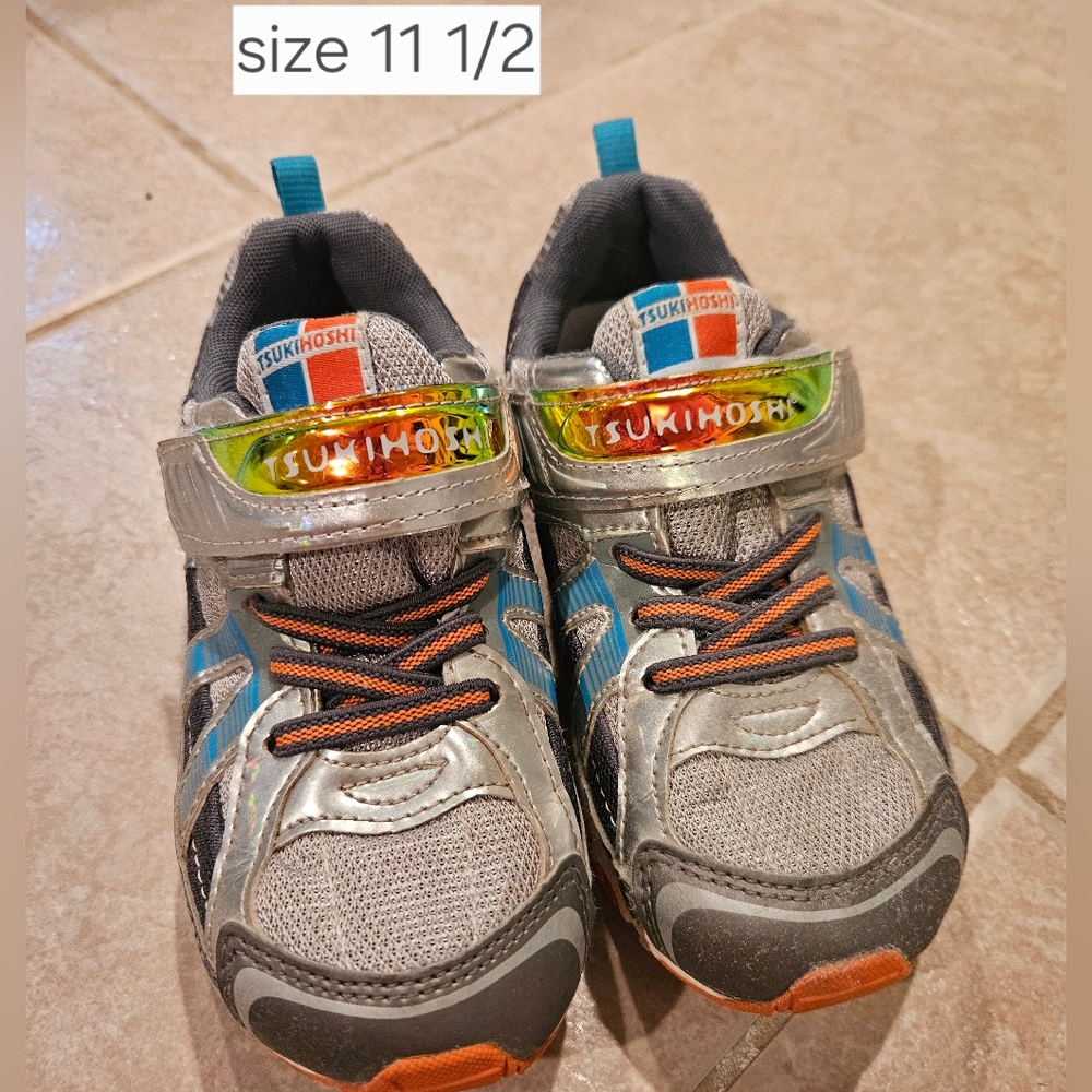 Tsukihoshi Gray and Blue Kids Sneakers